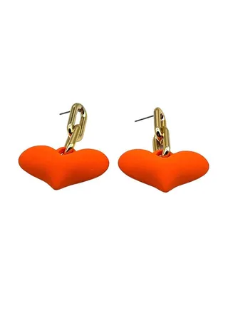Heart Earring Of Fluffy Women's Accessories-Orange 