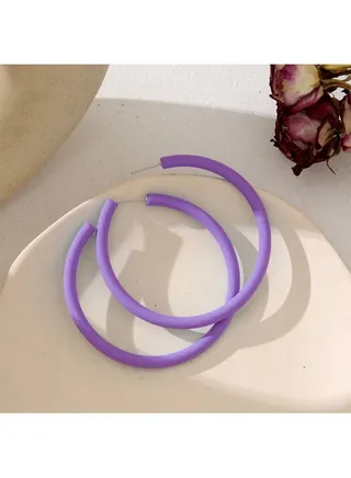 Open Crecil Earring Of Fluffy Women's Accessories-Purple 