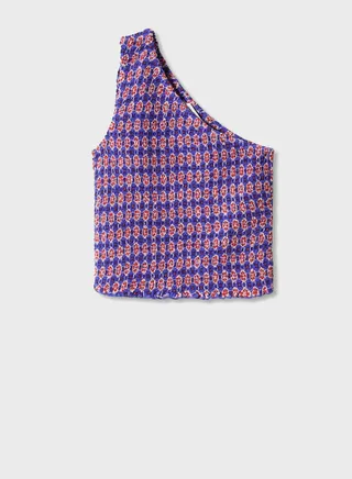 Youth Asymmetric Printed Crop Top 