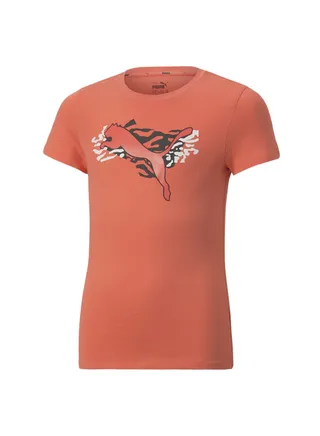 Alpha Printed Girls Crew Neck Short Sleeves T-shirt 