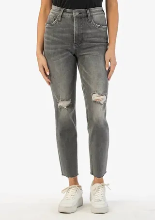 Rachael High Rise Mom Jean With Raw Hem in Unreal