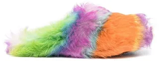 Colour-Block Faux-Fur Slippers
