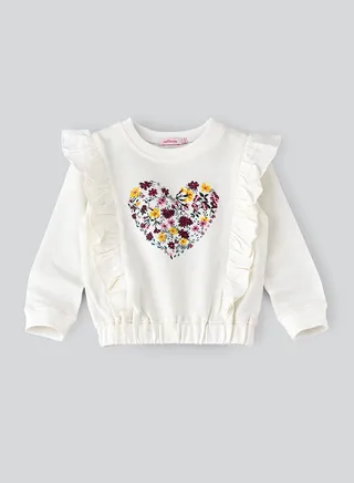 Sweat top with print & frill at front 