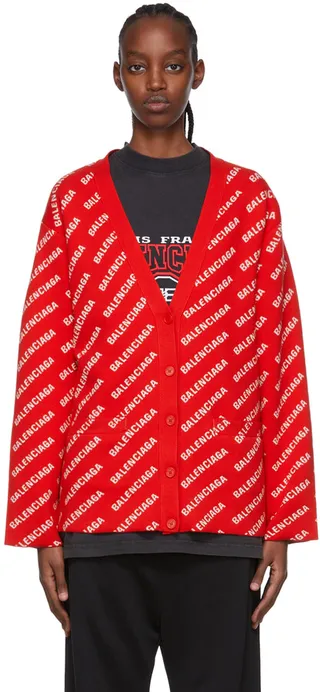 Balenciaga Red Cotton Cardigan