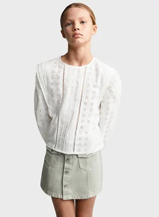 Kids Floral Embroidered Top 