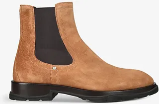Mens Tan Tread Slim Suede Chelsea Boots