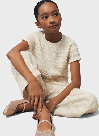 Kids Textured Ruffle Top 