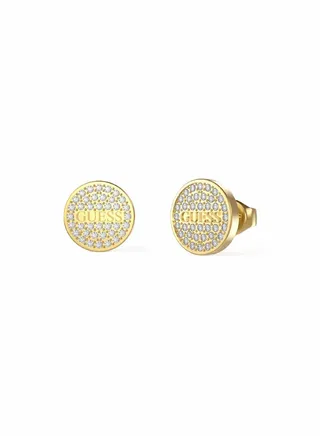 Pave with Guess Logo Coin Earring 
