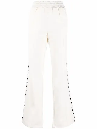 Star-Print Trim Straight-Leg Track Pants