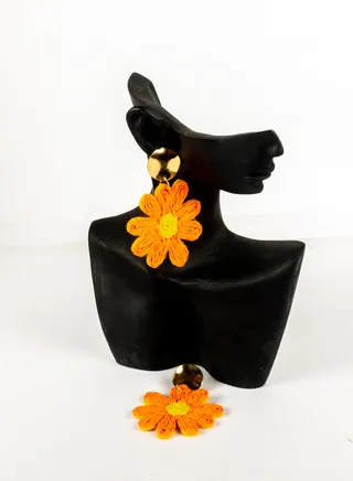 Orange Flower Earring 
