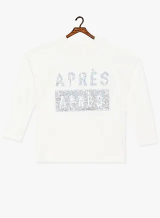 Kids French Text Long Sleeve T-Shirt White 