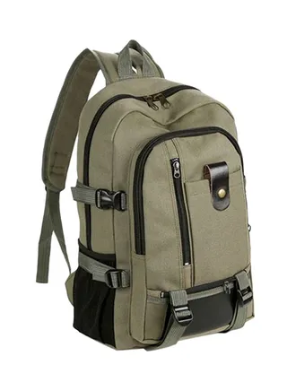 Canvas Zipper Backpack Green 