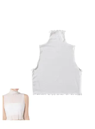 Women Fake Collar Girls Thin Base Shirt Pure White Half High Neck Gauze See Through Base Shirt Round Collar Half Shirt False Collar False Collar for Girls and Women 