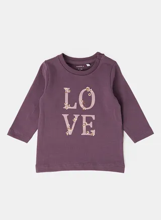 Baby Love Print T-Shirt Purple 