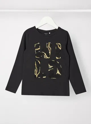 Kids/Teen Text Detail T-Shirt Black 