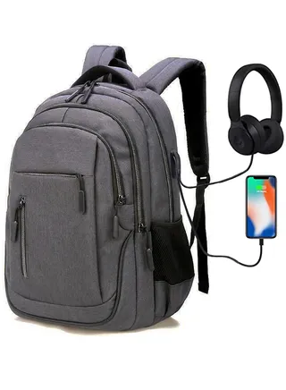 Qiccijoo Laptop Backpack for Men & Women Business Travel Backpack with Usb Charging Port College School Computer Backpack Fits 15.6 Inch Laptop Notebook(Dark Grey) 