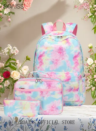 3 Piece Backpack Set Large Capacity Waterproof and Wear Resistant Same Color Series Lunch Bag and Pencil Case 