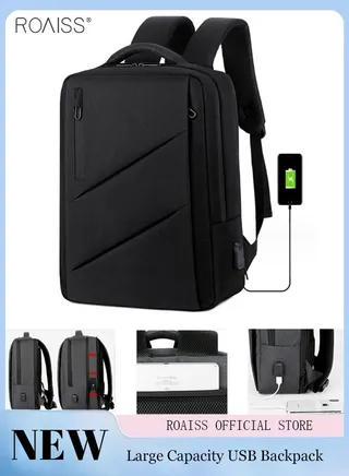 Leisure Usb Business Computer Backpack Manually Expandable Fashion Backpack Large Capacity Multi Pocket Storage Travel Backpack 