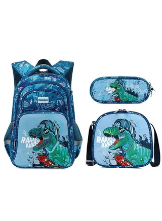 3-in-1 dinosaur Backpack School bag for Girls ang Boys Book Bag Daypack,multicolour 