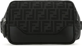 Belt Bag Realized In Polyester With Leather Inserts Characterized By Ff Embroidery On The Entire Surface And Embossed Logo At The Front.