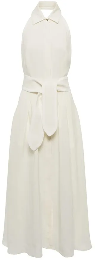 Caio halterneck linen midi dress