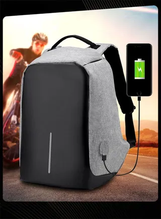 Men Large Capacity Business Backpack Wear-resistant and Waterproof Anti-Theft Computer Bag with External Usb Charging Port Grey for Outdoor Office Work 