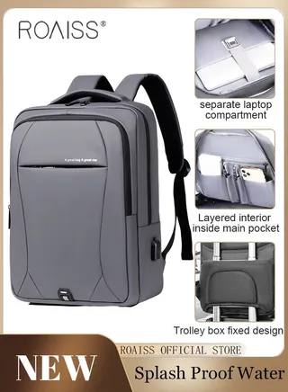 Oxford Backpack Men's 15.6-inch Large Capacity Outdoor Travel Laptop Backpack Leisure Business Commuting Bag Waterproof Laptop Computer Bag for Daily Use Student Travel with USB Charge Port 