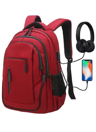 Qiccijoo Laptop Backpack for Men & Women Business Travel Backpack with Usb Charging Port College School Computer Backpack Fits 15.6 Inch Laptop Notebook(Red) 