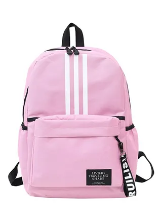 Zipper Closure Backpack Pink 