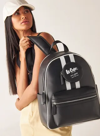 Striped Backpack with Adjustable Straps 