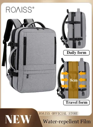 Scalable Large Capacity Laptop Backpack Business Backpack College Waterproof Travel Backpack Suitable for 17 Inch Laptops for Men and Women with USB Charger 