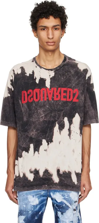 Dsquared2 Black & Off-White Tie-Dye T-Shirt