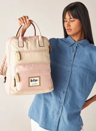 Colourblock Backpack with Adjustable Shoulder Straps 