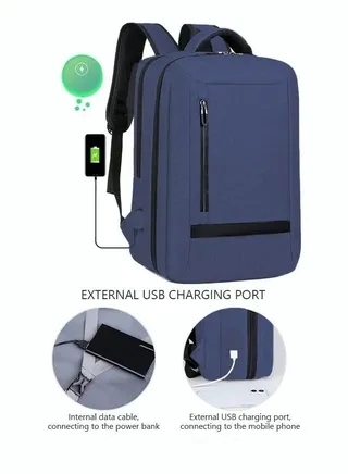 Multifunction Breathable Backpack with USB Port Casual Minimalist Waterproof Nylon Light School Bag for Men 15.6" Laptop 