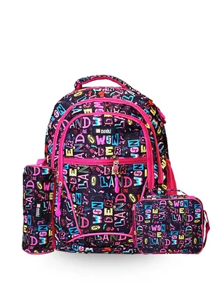 Nuzki Kids School Bag 3 Pcs/Set - Ultimate Student Backpack, Schoolbag, Pencil Case, and Lunch Bag Combo for Trendy Students 