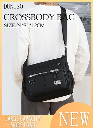 Mens Crossbody Bag Shoulder Bag with Adjustable Strap and Top Handle Multi-layer Functional New Trends Fashion Handbag 
