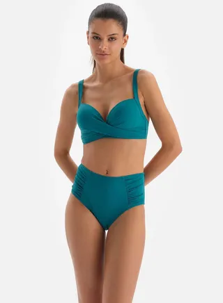 High Leg Ruched Detail Bikini Bottom