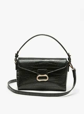 Women Textured Satchel Bag with Top Handle and Detachable Strap 