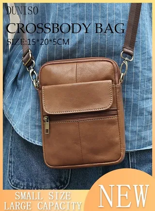 Mens Leather Crossbody Bag Shoulder Bag with Adjustable Strap and Top Handle Multi-layer Functional New Trends Fashion Handbag 