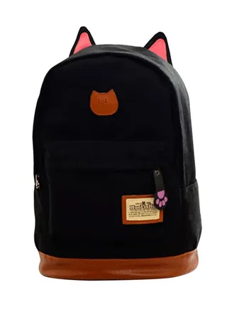 Cat Ear Design Backpack Black 