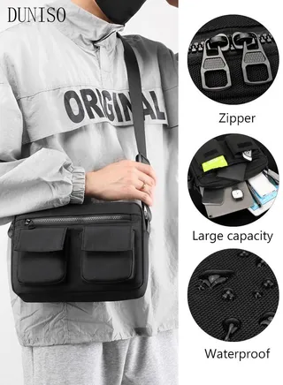 Mens Crossbody Bag Shoulder Bag with Adjustable Strap and Top Handle Multi-layer Functional New Trends Fashion Waist Pack Handbag 