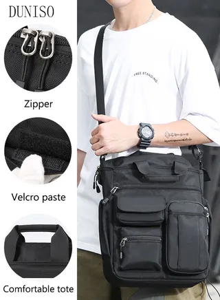 Mens Crossbody Bag Shoulder Bag Business Bag with Adjustable Strap and Top Handle Multi-layer Functional New Trends Fashion Handbag for Shopping Travelling 
