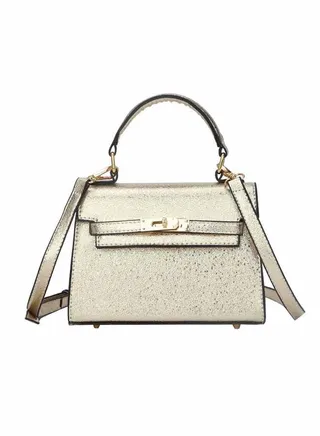 Elegant Solid Color Cover Handbag Gold 