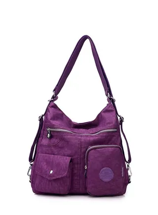 Multipurpose Hobo Purse for Women with Antitheft RFID, Waterproof Nylon Crossbody Bag Shoulder Handbag, Convertible Backpack 