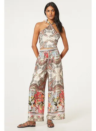 Satin printed trousers 