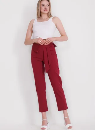 Women Rosoline DarkRed Color Pants 