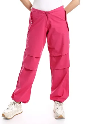Wide Trousers With Elastic At The Waist-Fushia 