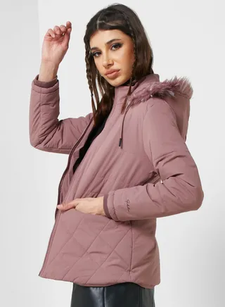 Urban Minx Urban Minx Classic Padded Jacket With Hood 
