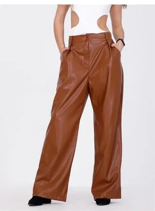 Leather  wide Leg Pants 