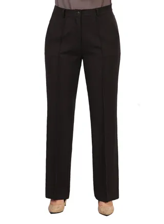 Classic High Waist Straight Leg Pants - Brown 